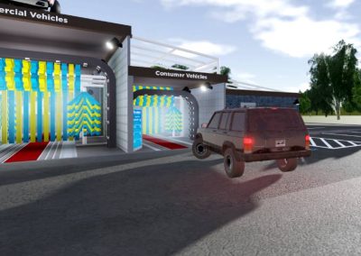 Overland Jeep going into the 'Rapid Wash' carwash in Greenville